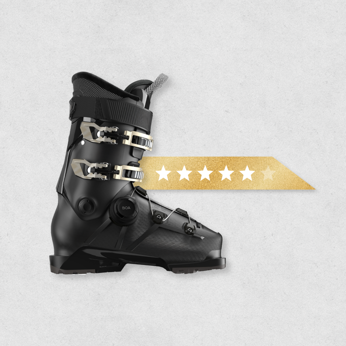 Black ski boot with five-star rating. © Sport Kessler GmbH