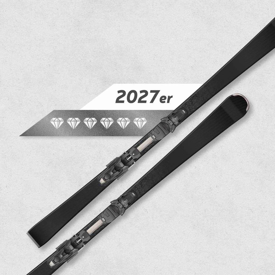 Pair of black skis for 2027, five-diamond rating. © Sport Kessler GmbH